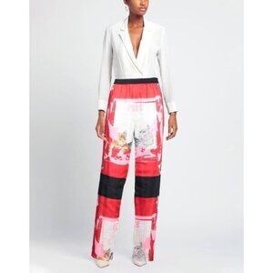 NWT $364 MSGM x Lorenza Longhi Cat Print Pants Red Size 36